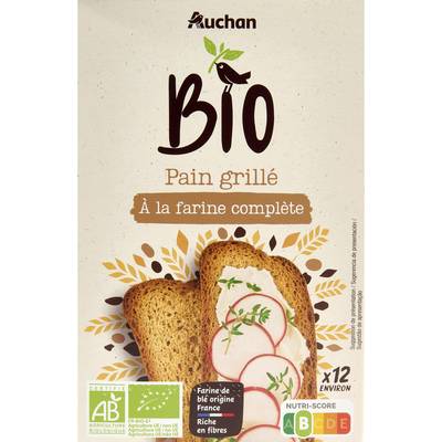 Auchan BIO Pain grillé à la farine complète bio, 250g