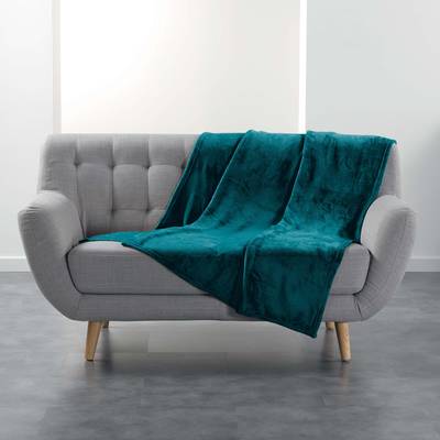 Douceur D Interieur Plaid Flanou Bleu, 125 x 150 cm