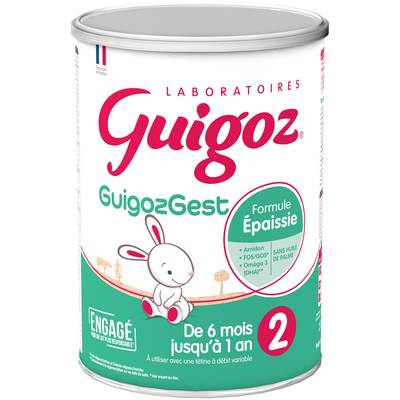 Guigoz Lait bébé en poudre Guigozgest épaissi 2ème âge, 6-12 mois, 830g