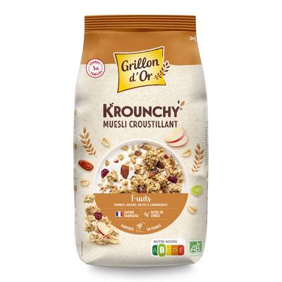Grillon Or Krounchy Muesli croustillant aux fruits BIO, 1Kg
