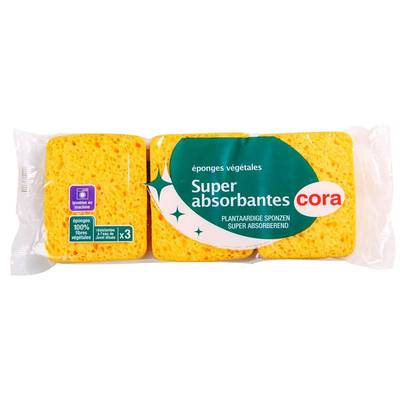 Cora Éponges végétales petit modèle, 3 éponges