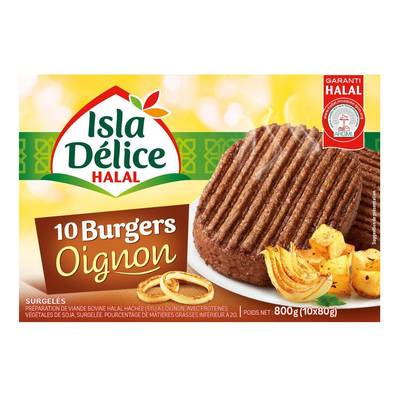 Isla Délice Hachés Burgers à l'Oignon - Halal, 10x80g