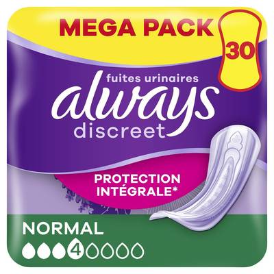 Always Discreet Serviette Fuites Urinaires Normal, 30 pièces