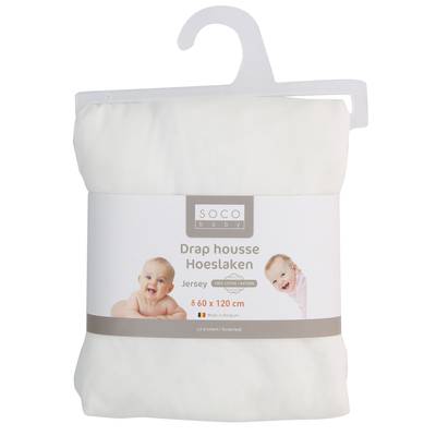 Socobaby Drap housse blanc pour bébé, 60x120 cm