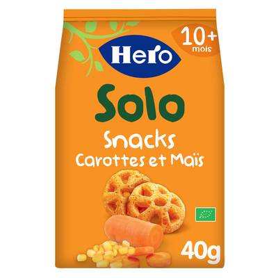 Hero Solo Snacks Carottes et Maïs Bio Bébé Dès 10 mois, 40g
