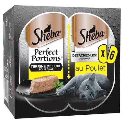 Sheba - Perfect Portions Barquettes en Terrine de luxe poulet pour chat, 6x37,5g