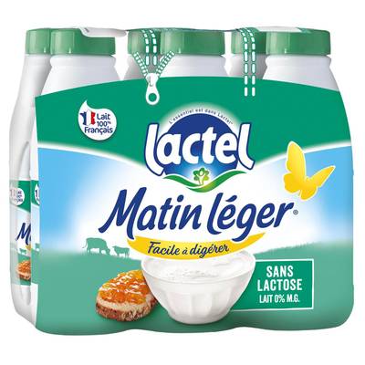 Matin Léger de Lactel Lait écrémé 0%mg sans lactose, 6x1l