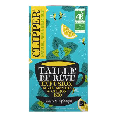 Clipper Infusion Maté Menthe et citron Bio- Taille de Rêve, 20  sachets