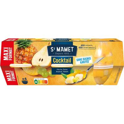 St Mamet Cocktail de Fruits Sans sucres ajoutés x6, 113g