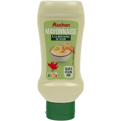 Auchan Mayonnaise à la moutarde de Dijon et oeufs de plein air flacon souple, 425g