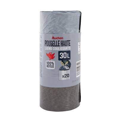 3596710528820 - Auchan - Sacs poubelle avec lien coulissant poubelles hautes 30L