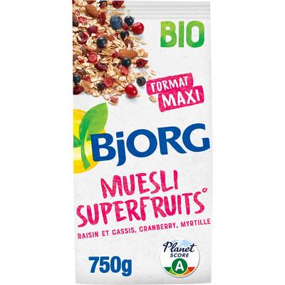 Bjorg Muesli Superfruits Raisin Cassis Cranberry Myrtille Bio, 750g