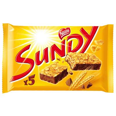 Sundy Barres de céréales nappée de chocolat x 5, 5x36g