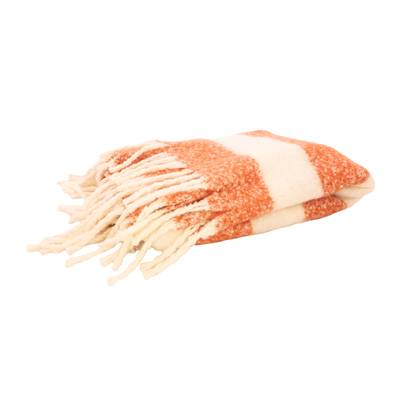 Point virgule Plaid en polyester 100% recyclé blanc/terracotta, 170 x 130 cm