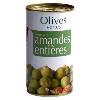 Auchan Olives vertes farcies aux amandes entières, 150g