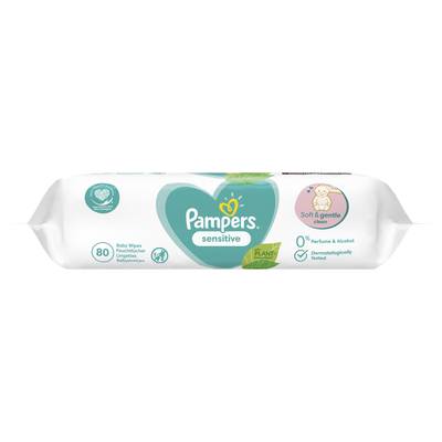 Pampers Lingettes bébé Sensitive, 80 Lingettes