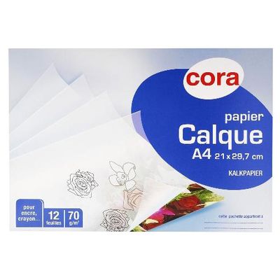 Acheter Cora Feuilles de papier calque A4 21x29,7 cm, 12 feuilles