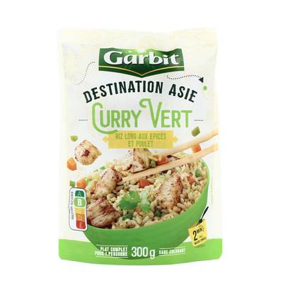 Garbit Curry vert- Riz long aux épices et poulet, 300g