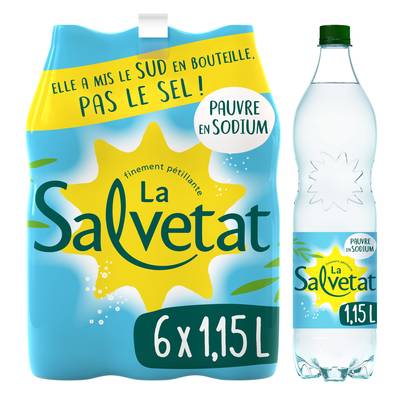 Salvetat Eau gazeuse minérale naturelle, 6x1,15L