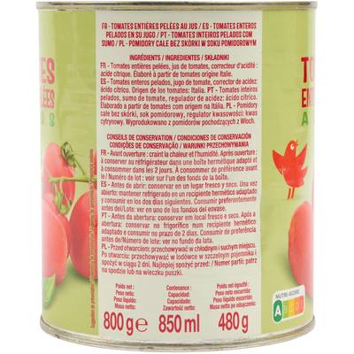 3254560034921 - Auchan - Tomates entières pelées au jus