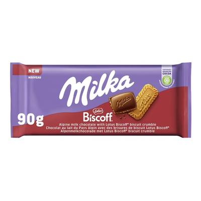 Milka Tablette chocolat au lait et biscoff, 90g