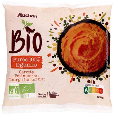 Auchan BIO Purée de carotte potimarron et courge butternut bio, 600g