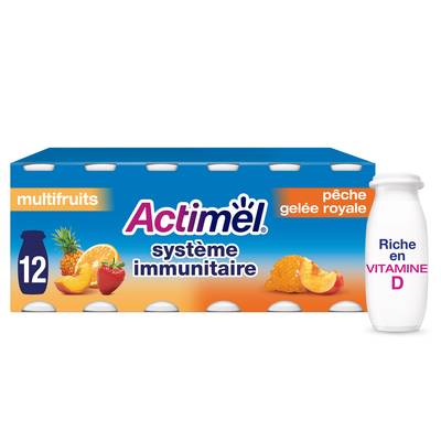 Actimel Yaourt à boire multifruits gelée royale, 12x100g