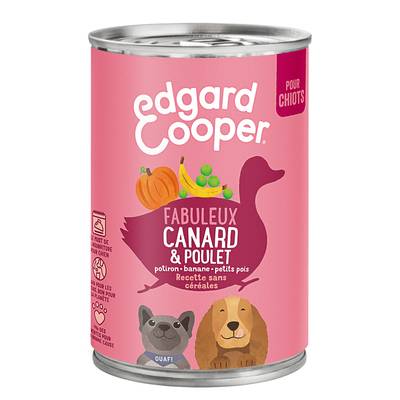Edgard Cooper Boîte Pâtée Canard et Poulet sans céréales pour Chiot, 400g