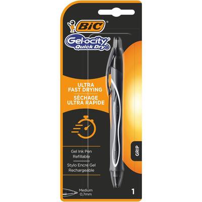 Bic Stylo Gel-ocity Quick Dry - pointe moyenne - noir, 1 Stylo