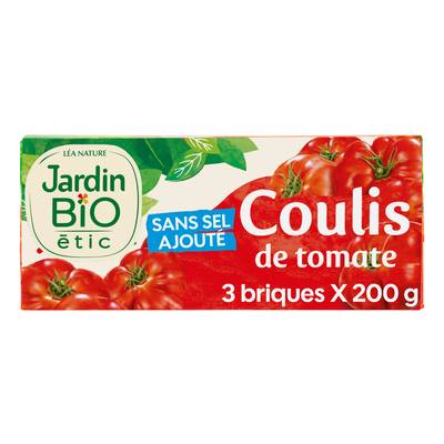 Jardin Bio Etic Coulis de Tomate Bio sans sel ajouté, 3x200g