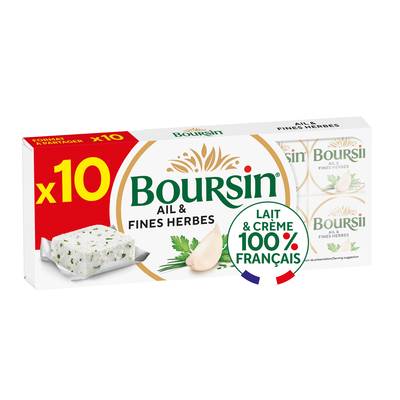 Boursin Fromage à tartiner Ail et fines herbes, 160g, 10 Fromages