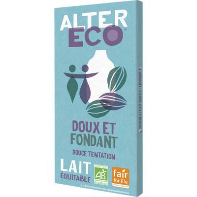 Alter Eco - Commerce Equitable Chocolat au lait doux et fondant Bio, 100g