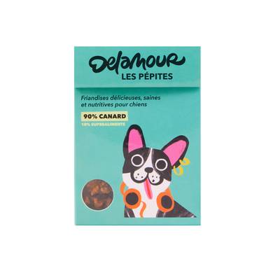 Delamour Pépites Bouchées Canard Abricot- Friandise récompense pour chien, 75g