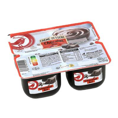 Auchan Crème dessert chocolat noir, 4x125g
