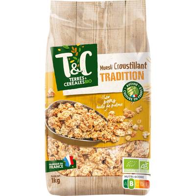 Terres et Céréales Bio Muesli Croustillant Tradition Bio, 1kg
