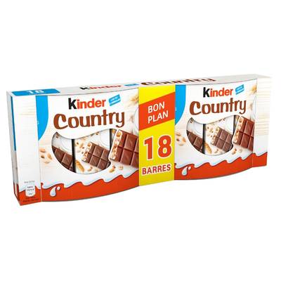 Kinder Country Barres Chocolatées Céréales, 18 barres - 423g