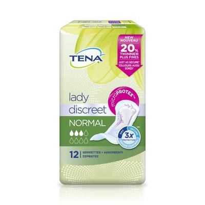 Tena Lady Serviettes incontinence Discreet normales micro protex, 12  serviettes