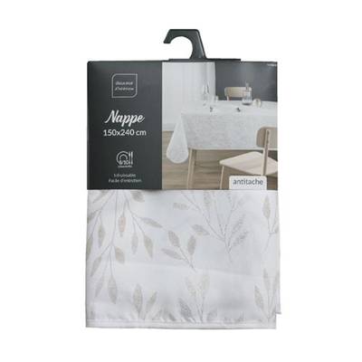 3574387232622 - Douceur D Interieur - Nappe Antitache Imprimé Lonigold Blanc