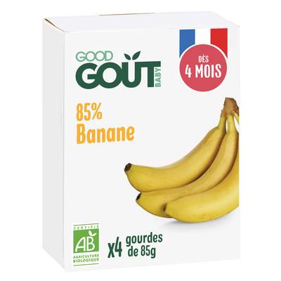 Good Goût Banane Bio Gourde Bébé Dès 4 mois, 4x35g