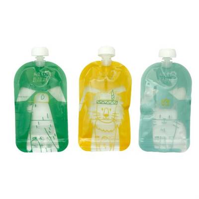 Badabulle Gourde réutilisable 150mL dès 4 mois, 3 gourdes