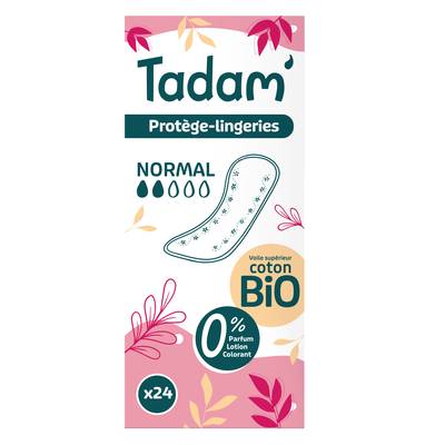 Tadam Protège-slips Normal - dermo-sensitives non irritants et respectent votre corps, 24 pièces