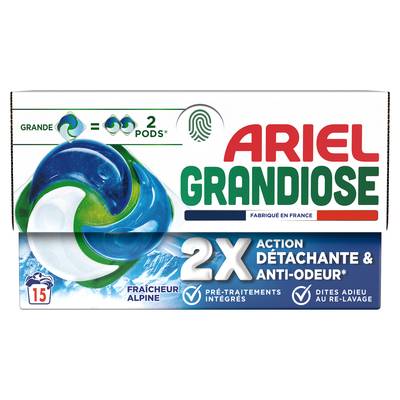 Ariel Capsule lessive Grandiose Fraicheur Alpine, 15 capsules