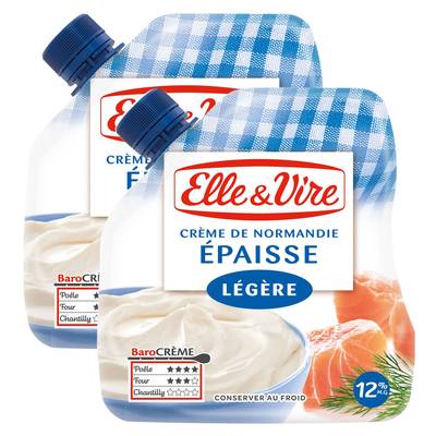 Elle&Vire Crème 12% Mg Légère Epaisse, 2x33cl