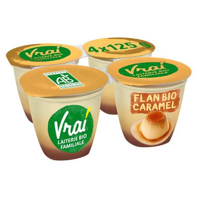 Vrai Flan bio nappé caramel, 4x125g