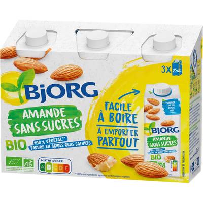Bjorg Lait d'Amande sans Sucre Boisson Végétale Bio, 3x25cl