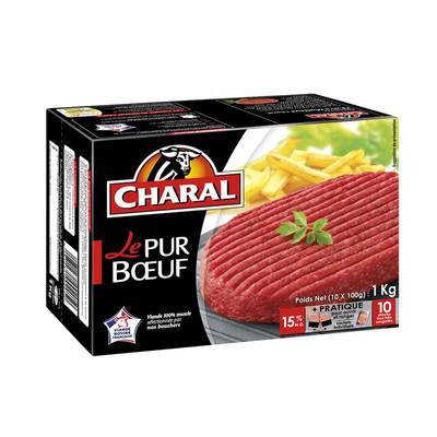 Charal Steaks hachés pur boeuf 15%mg, 10x100g