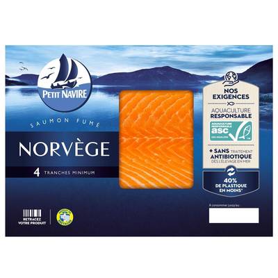 Petit Navire Saumon Fumé de Norvège, 4 tranches - 120g