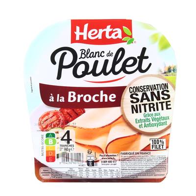 Herta Blanc de Poulet à la Broche Sans Nitrite, 4 tranches - 140g