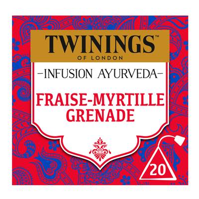 Twinings Infusion Ayurveda Fraise Myrtille Grenade, 20 sachets