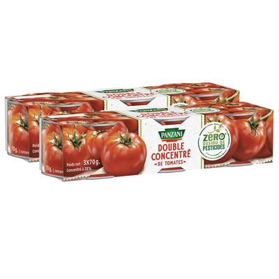 Panzani Double Concentré De Tomates Zero Résidu de Pesticides, Lot de 2x3x70g